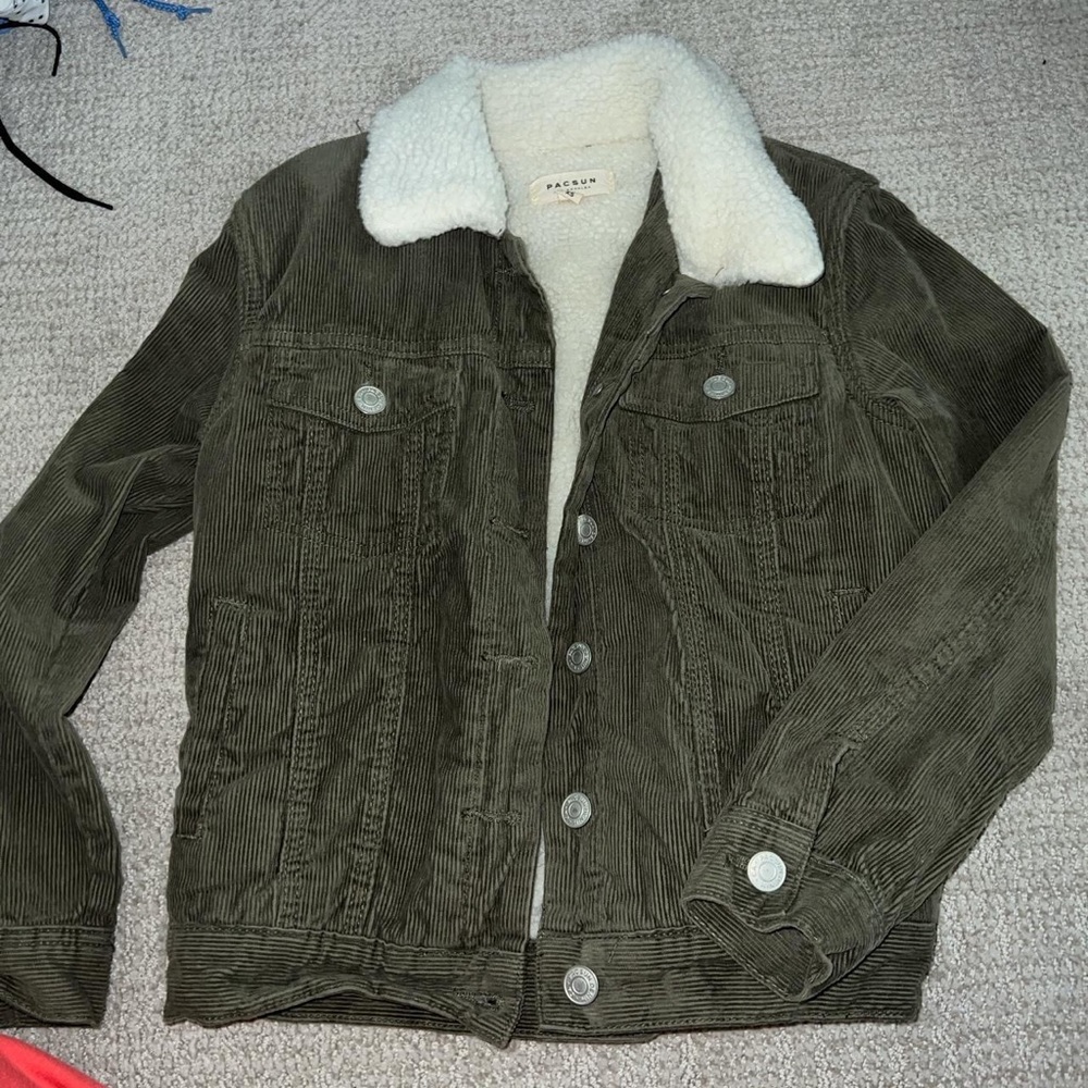 pacsun corduroy olive sherpa jacket